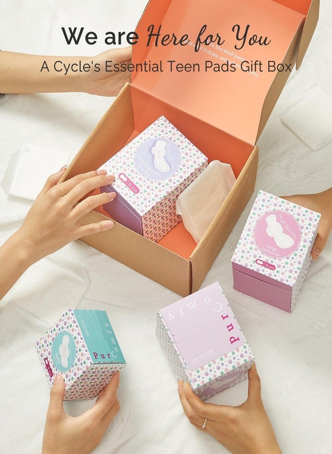PurComfy Teens First Period Starter Kit for Girls 9-10-11-12-14 63pcs Period Pads for Tweens Teens, Menstrual Pad Box for Girls Period Kit for School, 4 Essential Size fit for Tween Period Underwear - Image 3